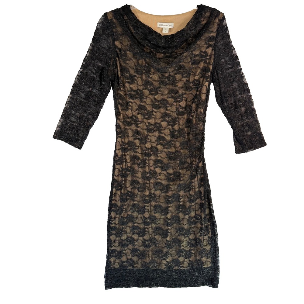 Coldwater Creek Black Lace Sheath Dress Women's 6 Wedding Guest Formal Elegant - Picture 2 of 12